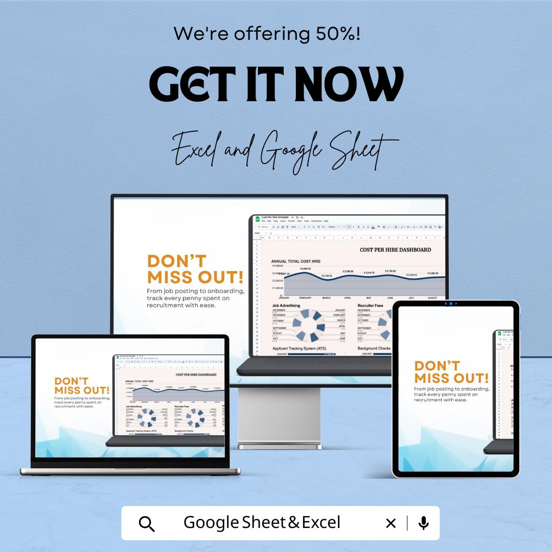 Cost Per Hire Template for Recruitment | Track Job Advertising and Hiring Costs | Google Sheets & Excel