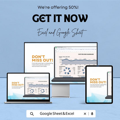 Cost Per Hire Template for Recruitment | Track Job Advertising and Hiring Costs | Google Sheets & Excel
