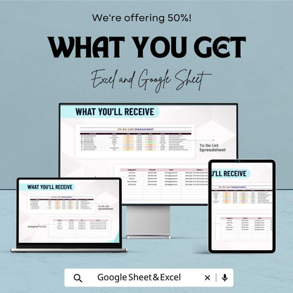 To Do List Spreadsheet Template | Daily Task Planner | Productivity Tracker | Task Management Spreadsheet | Personal Organizer |