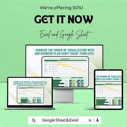 Business Plan Gantt Chart Template | Project Management Tool | Google Sheets | Track Tasks, Timelines & Goals | Customizable Gantt Chart