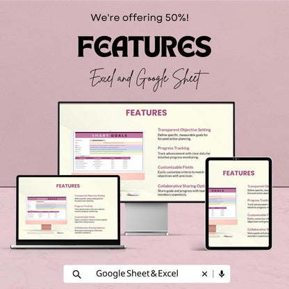 SMART Goals Template | Goal Planner | Action Plan Tracker | Productivity Planner | Personal & Business Goal Setting Tool