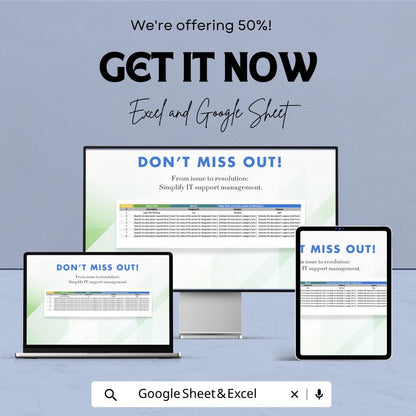 IT Ticket Tracker Template | Help Desk Ticket System Spreadsheet | IT Support Tracker | Issue Tracking Template