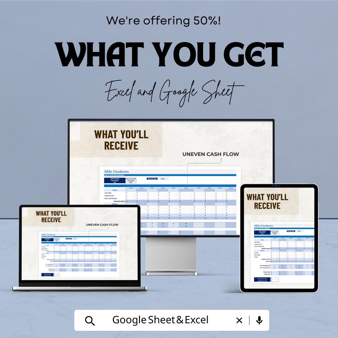 Uneven Cash Flow Template Excel & Google Sheets | Cash Flow Forecast Spreadsheet | Financial Planning Tracker | Business Budget Planner
