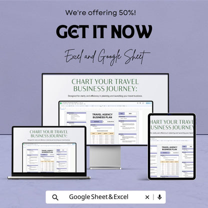 Travel Agency Business Plan Template | Excel and Google Sheets Startup Plan | Financial Projections & Strategy Dashboard