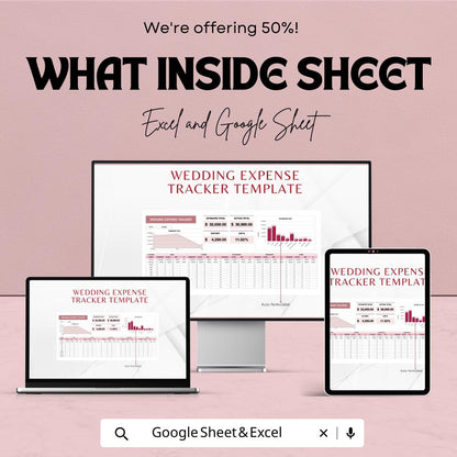 Wedding Expense Tracker Template | Wedding Budget Planner Excel | Bridal Budget Spreadsheet |  Editable Wedding Budget