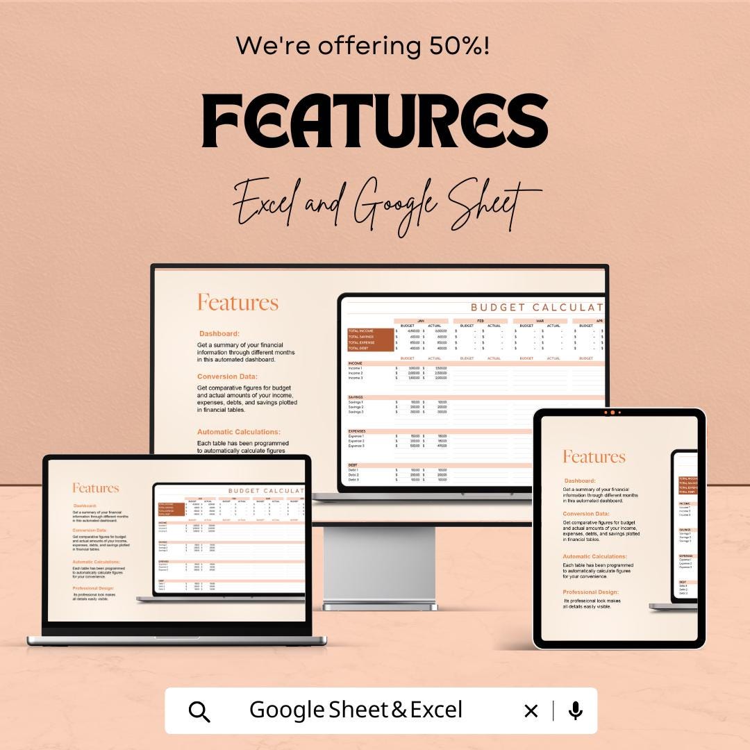 Budget Calculator Sheet for Personal and Family Finances | Excel & Google Sheets Template