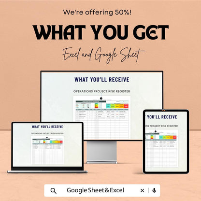 Operations Project Risk Register Template | Risk Management Dashboard | Excel & Google Sheets
