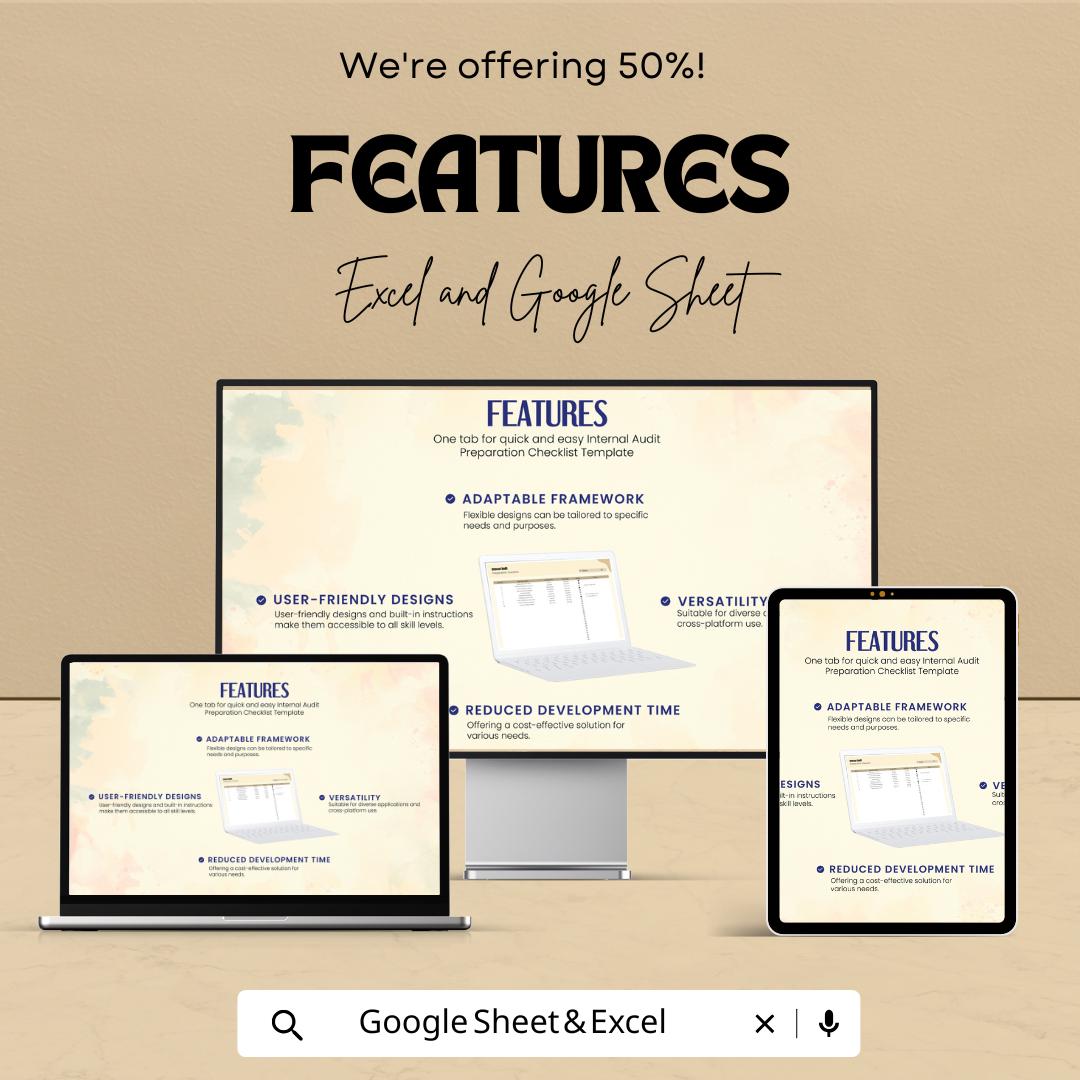 Internal Audit Preparation Checklist Sheet - Excel and Google Sheet Template for Audit Planning | Task Management & Compliance Tracking