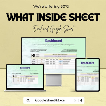 Training Tracker Template, HR Training Log, Employee Training Spreadsheet, Course Completion Tracker, Excel & Google Sheets HR Tool