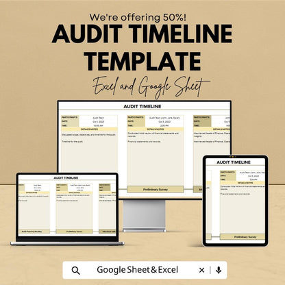 Audit Timeline Template Excel Google Sheets | Audit Tracker Spreadsheet | Compliance Timeline | Internal Audit Dashboard |