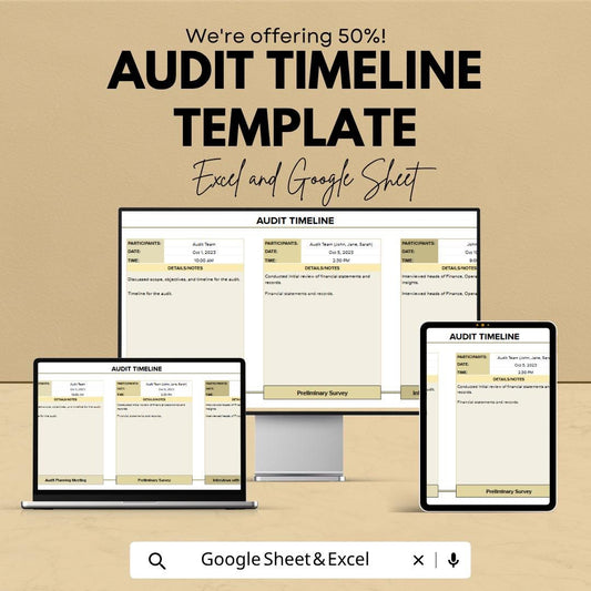 Audit Timeline Template Excel Google Sheets | Audit Tracker Spreadsheet | Compliance Timeline | Internal Audit Dashboard |