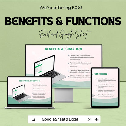 Grocery Shop Price List Sheet | Excel & Google Sheets | Product Pricing, Inventory Management Template