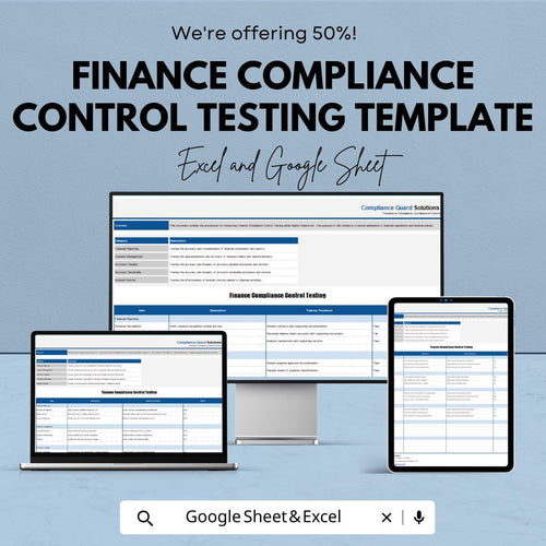 Finance Compliance Control Testing Template |  Compliance Testing Tracker | Internal Control Assessment Tool | Regulatory Testing Template