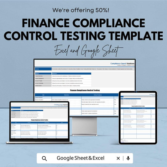 Finance Compliance Control Testing Template |  Compliance Testing Tracker | Internal Control Assessment Tool | Regulatory Testing Template
