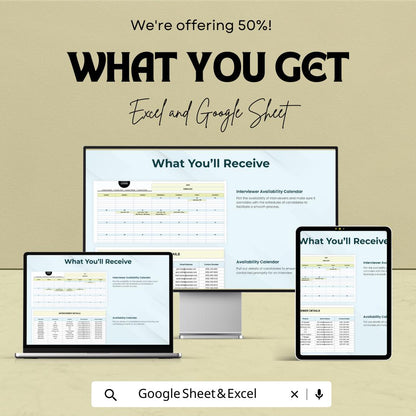 Interviewer Availability Schedule Template Excel | HR Interview Scheduling Template | Interview Calendar Planner | Hiring Schedule Tracker