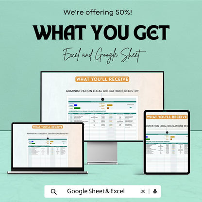 Administration Legal Obligations Registry Template | Compliance Tracker Spreadsheet | Legal Register Log | Business Compliance Template
