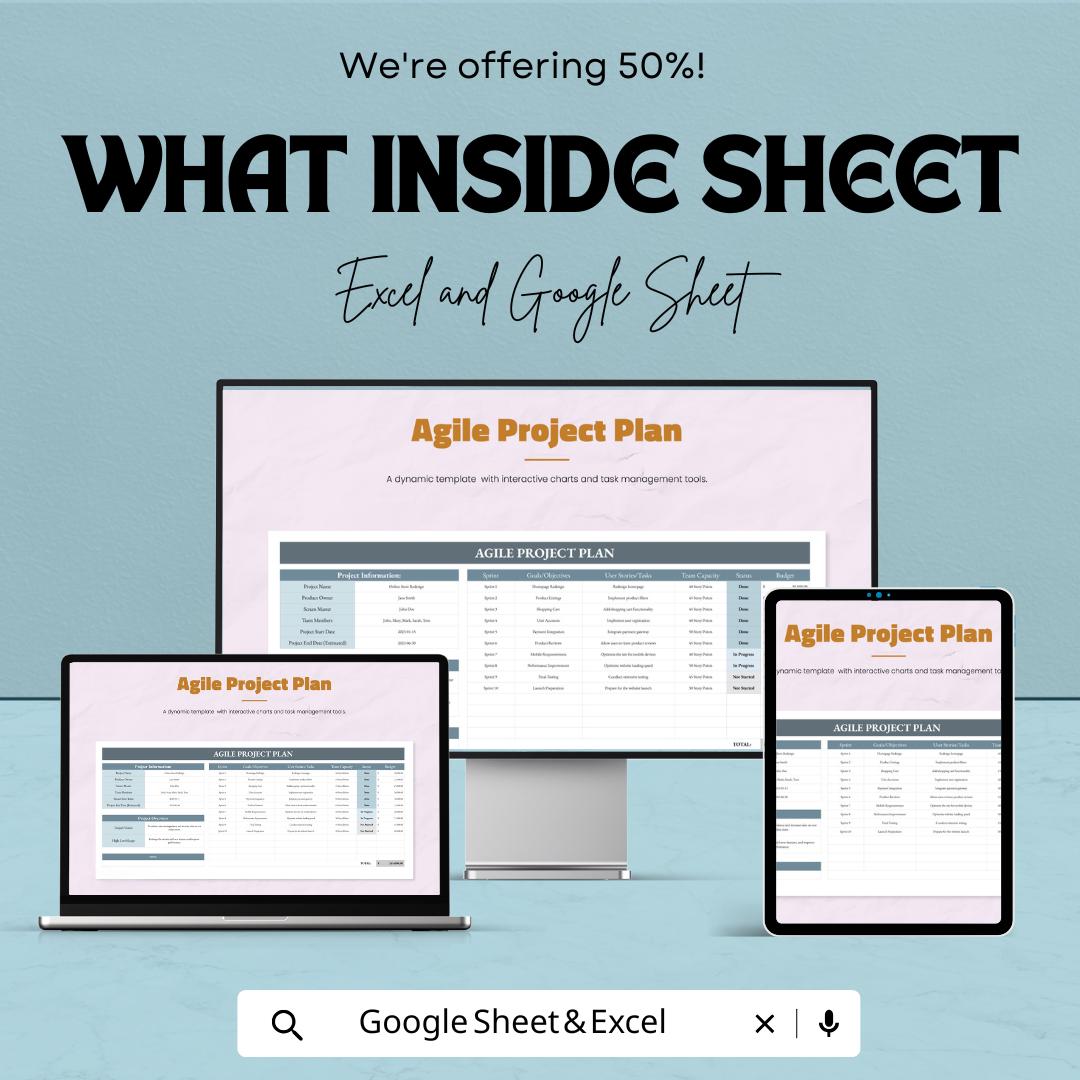 Agile Project Plan Sheet - Excel and Google Sheet Template for Task Management, Sprint Planning & Team Collaboration