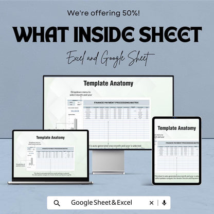 Finance Payment Processing Matrix Template | Payment Log & Vendor Tracker | Transaction Management Sheet | Payment Status Tracker