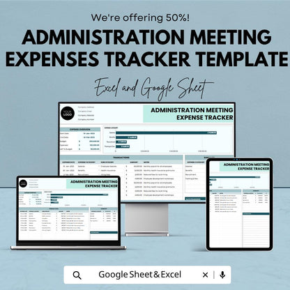 Meeting Expense Tracker | Business Expense Tracker | Budget Planner Spreadsheet | Expense Report Template | Finance Tracker