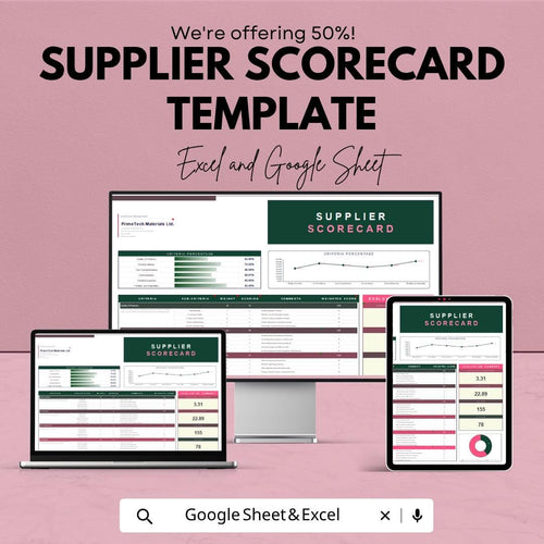 Supplier Scorecard Template | Vendor Performance Tracker Excel | Supplier Evaluation Spreadsheet | KPI Scorecard Dashboard