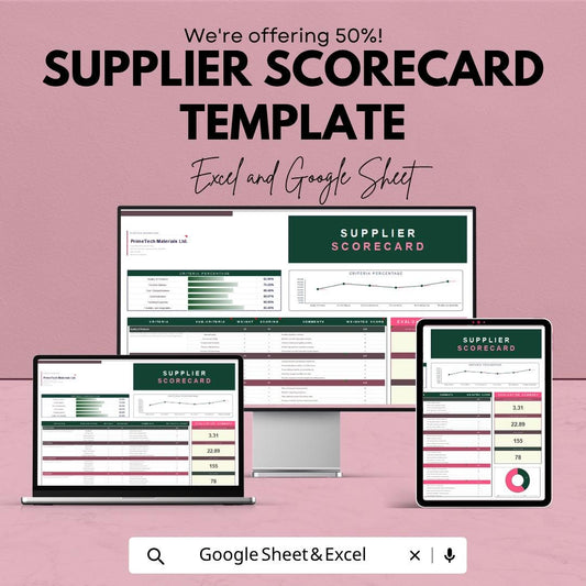 Supplier Scorecard Template | Vendor Performance Tracker Excel | Supplier Evaluation Spreadsheet | KPI Scorecard Dashboard