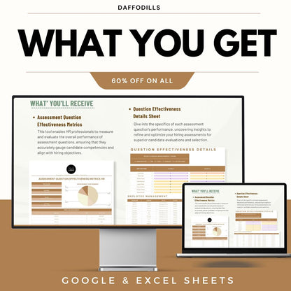 Assessment Question Effectiveness Metrics HR Template | HR Assessment Tool | Hiring Evaluation Sheet | Google Sheets HR