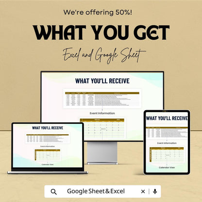 Sales Event Promotion Schedule Template | Marketing Campaign Planner | Event Promotion Calendar | Excel & Google Sheets