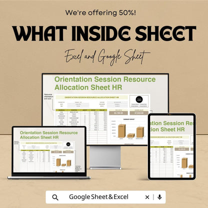 Orientation Session Resource Allocation Sheet HR Template | Onboarding Budget Planner | HR Resource Tracker | Excel & Google Sheets