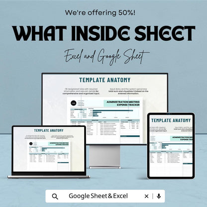 Meeting Expense Tracker | Business Expense Tracker | Budget Planner Spreadsheet | Expense Report Template | Finance Tracker