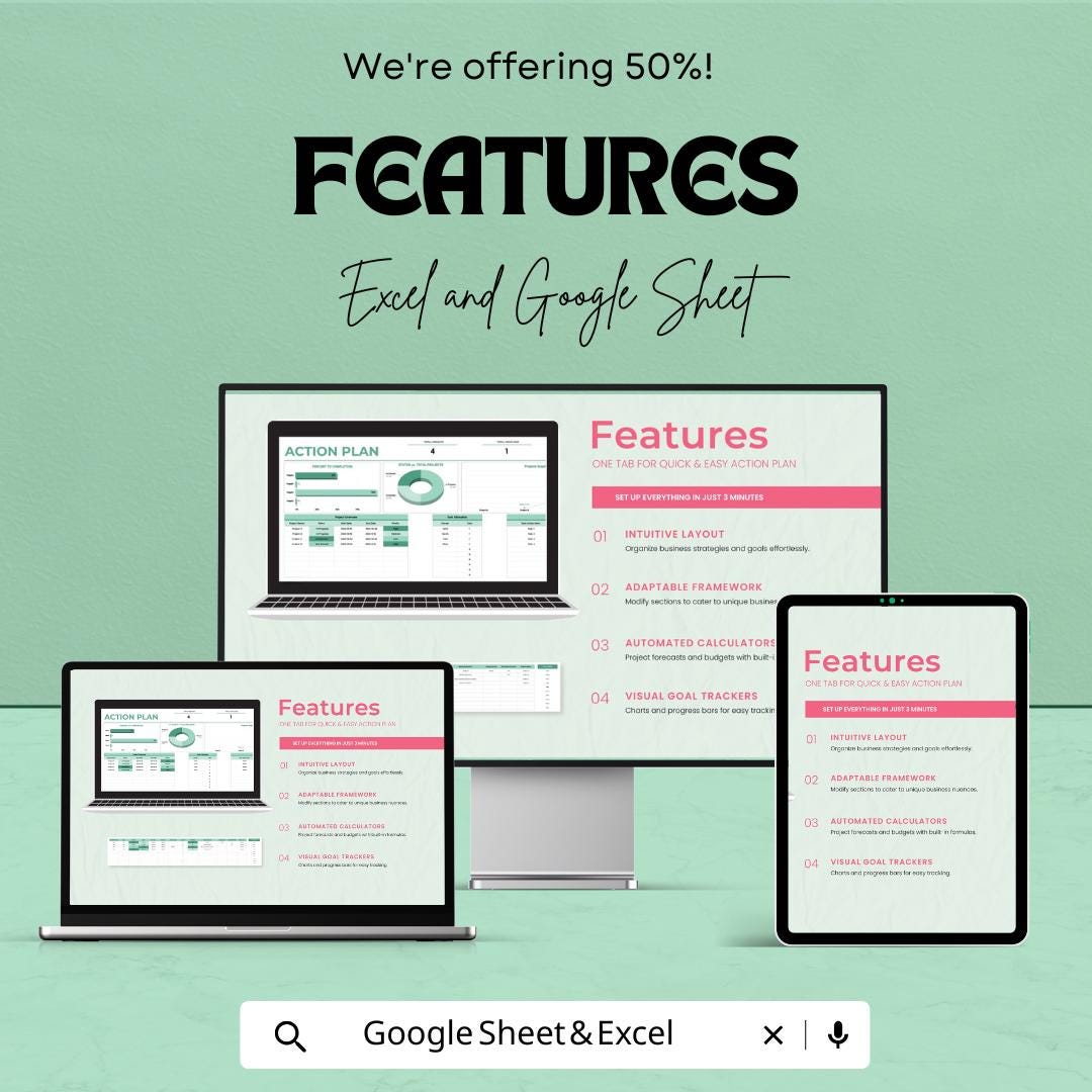 Action Plan Template | Google Sheets & Excel | Project Planning Spreadsheet | Task Management | Goal Planner | Business Project Tracker