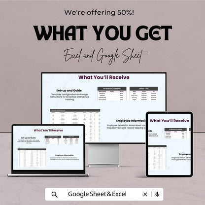 Printable Attendance Tracker Template | Employee Attendance Sheet | Monthly Staff Attendance Log | Excel & Google Sheets Tracker