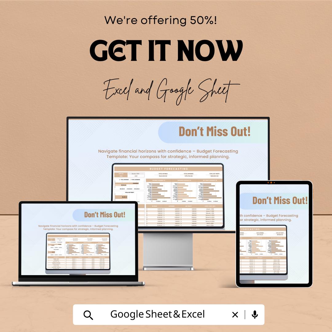 Budget Forecasting Template | Business Budget Planner | Revenue Expense Tracker | Financial Forecast Spreadsheet | Excel and Google Sheets