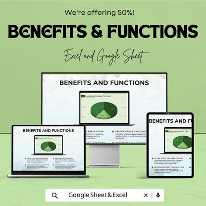 Marketing Strategy Pie Chart Template | Marketing Analytics Spreadsheet | Business Strategy Dashboard | Excel & Google Sheets |