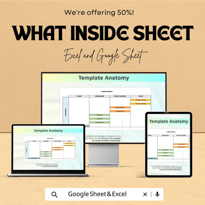 Editable Career Roadmap Template | Professional Growth Planner | Excel & Google Sheets | Career Development Tracker | Digital Download