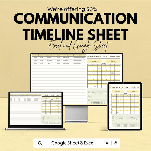 Communication Timeline Sheet | Excel & Google Sheet | Organize Your Communication Strategy | 50% Off | Instant Download