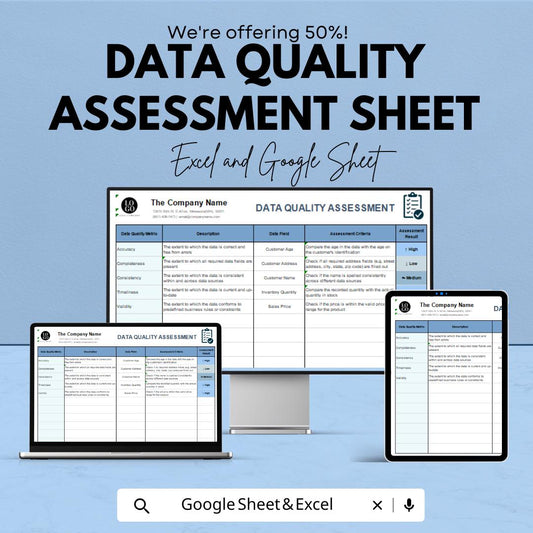 Data Quality Assessment Sheet | Excel and Google Sheets Template for Data Accuracy & Analysis