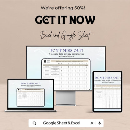 Legal Corporate Data Privacy Compliance Audit Tool Template | GDPR Privacy Audit Checklist | Compliance Tracker Spreadsheet