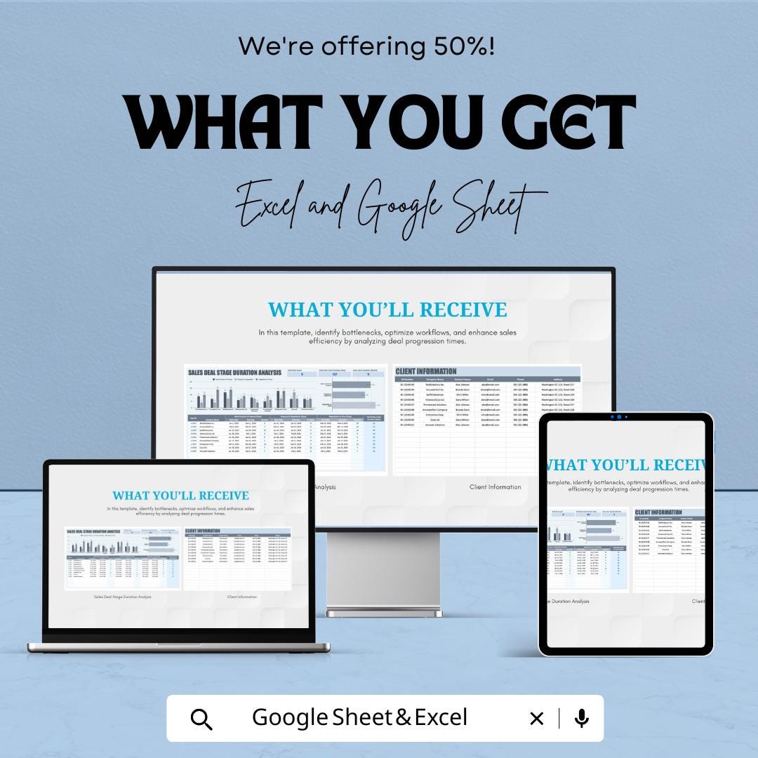Sales Deal Stage Duration Analysis Template | Deal Stage Timing Dashboard | Sales Process Optimization Tool