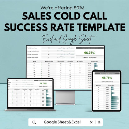 Sales Cold Call Success Rate Template | Excel & Google Sheets | Sales Call Tracker | Cold Calling Performance Analysis
