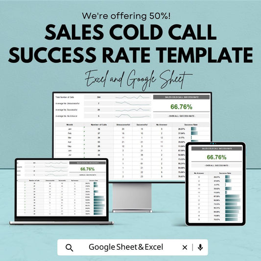 Sales Cold Call Success Rate Template | Excel & Google Sheets | Sales Call Tracker | Cold Calling Performance Analysis