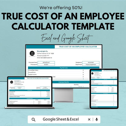 True Cost of an Employee Calculator Template | Excel Payroll Cost Spreadsheet | Employee Cost Analysis Template | Google Sheets