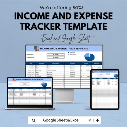 Income and Expense Tracker Template Excel Google Sheets | Budget Planner Spreadsheet | Financial Tracker | Expense Tracker | Digital Budget