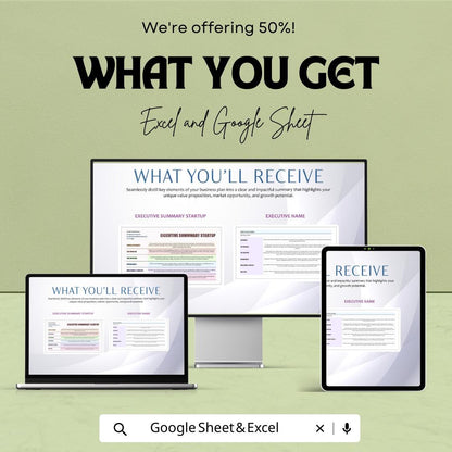 Executive Summary Startup Template | Business Plan Executive Summary | Startup Planning |Business Planner | Startup Strategy Template