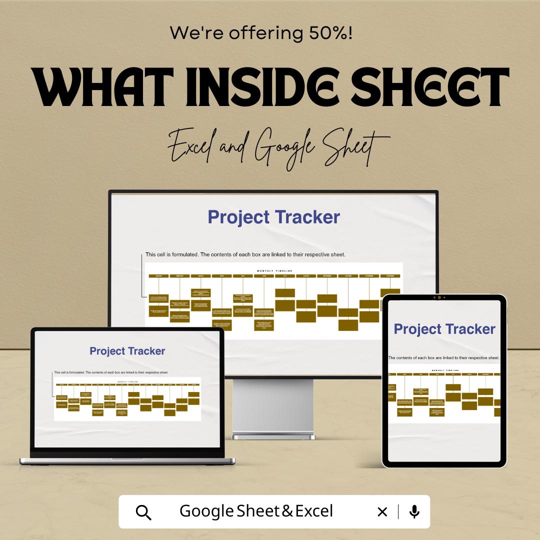 Monthly Timeline Template for Excel & Google Sheets | Editable Project Planner | Monthly Goal Tracker Spreadsheet