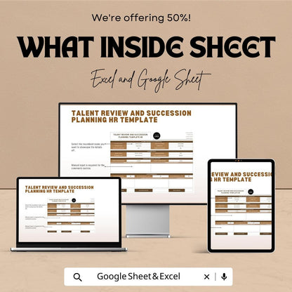 Talent Review & Succession Planning HR Template | Excel and Google Sheets | Employee Performance and Leadership Planning
