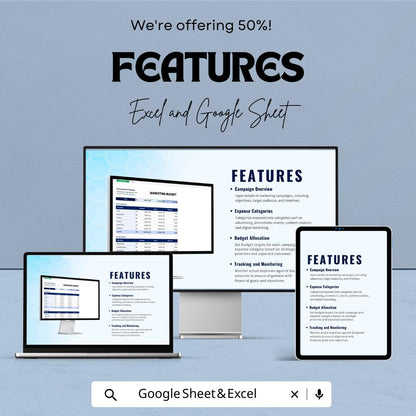 Marketing Budget Template | Excel & Google Sheets | Marketing Expense Tracker | Advertising Budget Planner | Business Budget Spreadsheet |