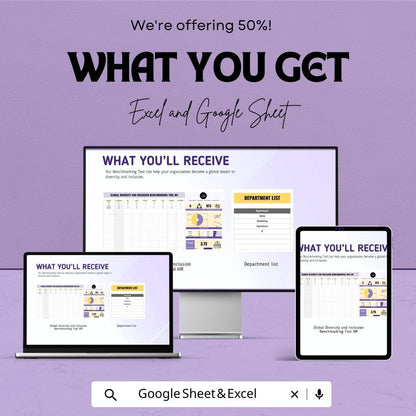 Global Diversity and Inclusion Benchmarking Tool HR Template | DEI Analytics Dashboard | Diversity Metrics Tracker | Excel & Google Sheets