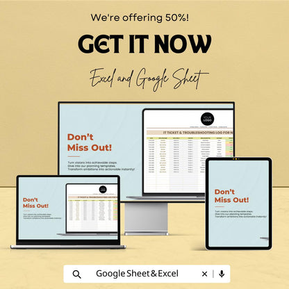 IT Ticket & Troubleshooting Log for New Hires, HR IT Onboarding Template, Help Desk Tracker, Employee Setup Log