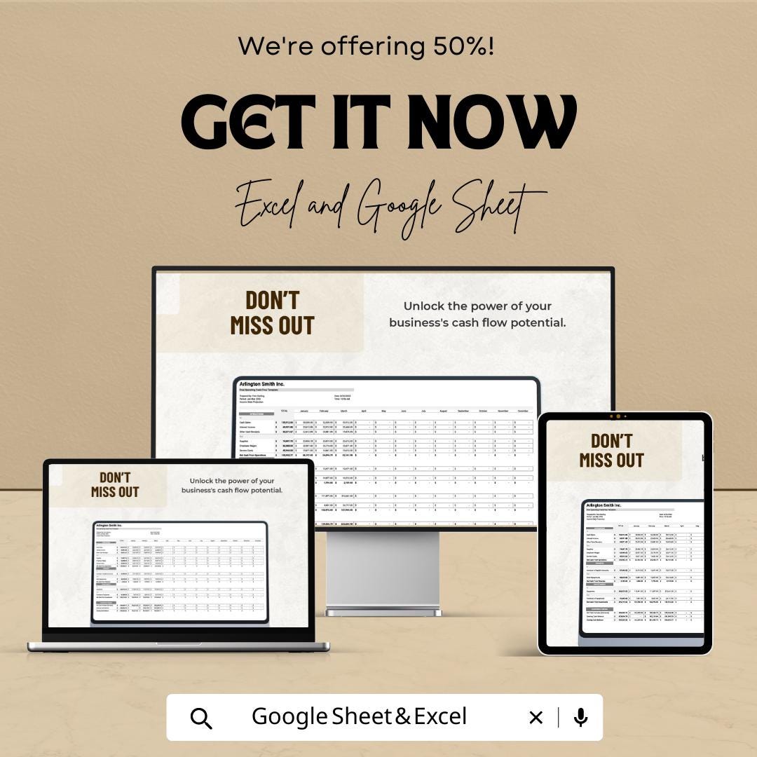 Operating Cash Flow Template , Business Cash Flow Statement, Expense and Revenue Tracker, Financial Planning , Cash Flow Analysis Tool