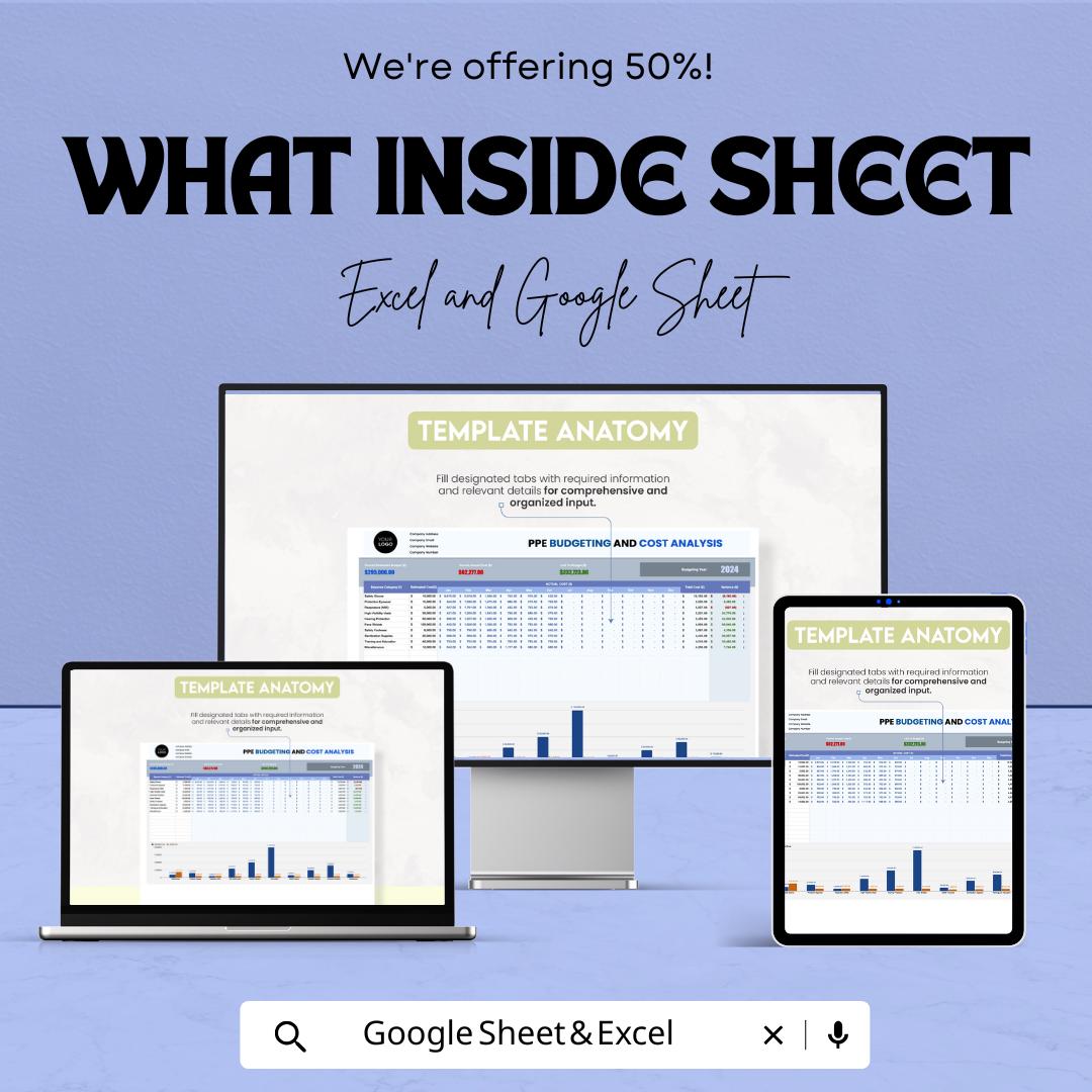 PPE Budgeting and Cost Analysis Template | Expense Tracking Spreadsheet |  PPE Tracker | Budget Planner | Cost Forecast Tool